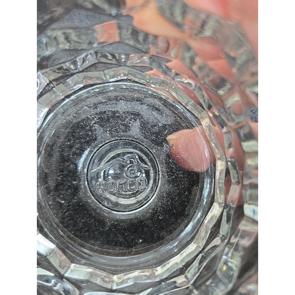 Vintage Homco Clear Glass Peg Votive Candle Cups- Pair of 2 Diamond Point Marked